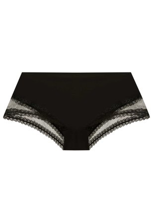 Moonstone Black Lycra French Knickers With Tulle And Chintz Embroidery | La Perla