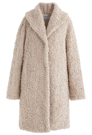 Feeling of Warmth Faux Fur Longline Coat in Sand - Retro, Indie and Unique Fashion
