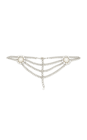 Alessandra Rich Crystal Pearl Chain Belt