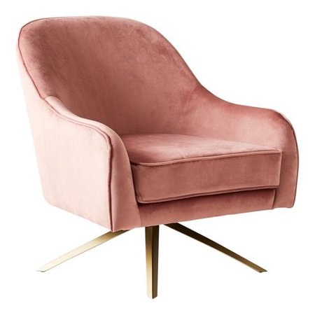 Lola Swivel Occasional Chair in Tea Rose Pink Velvet