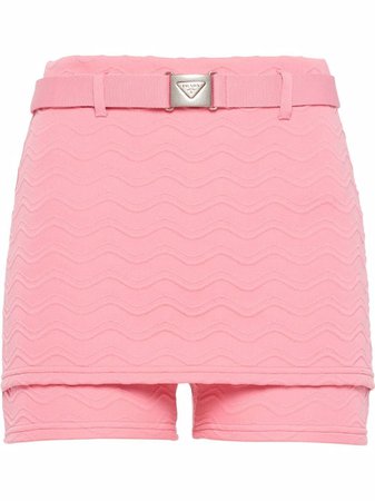 Prada Jacquard Belted Mini Shorts - Farfetch