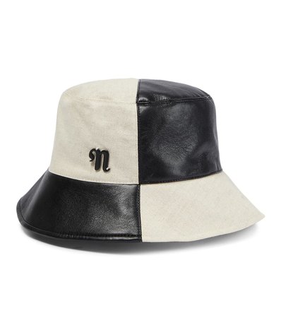 Nanushka - Caran leather-trimmed bucket hat | Mytheresa
