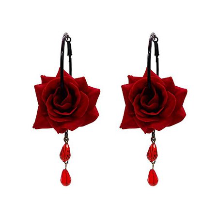 Amazon.com: RareLove Vintage Red Rose Flower with Teardrop Beads Dangle Hoop Earrings: Jewelry