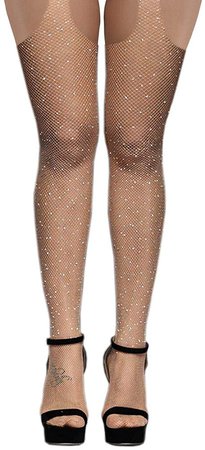 AROOMVE Women's Glitter Rhinestone Stocking Sexy Fishnet Tight Elastic Pantyhose at Amazon Women’s Clothing store