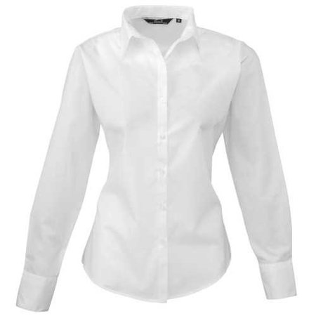 Premier Womens/Ladies Poplin Long Sleeve Blouse / Plain Work Shirt PR300