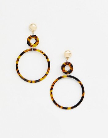 ASOS DESIGN earrings in double circle design in tortoiseshell | ASOS