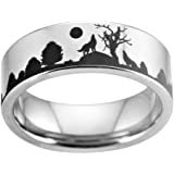Amazon.com: Friends of Irony Silver Tungsten Celtic Wolf Ring, Courage Inspired Wedding Band and Anniversary Ring, Designed Fit for Men and Women Use: Jewelry
