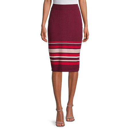 Liz Claiborne Womens Midi Pencil Skirt, Color: Burgundy - JCPenney