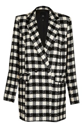River Island Check Tweed Double Breasted Blazer | Nordstrom