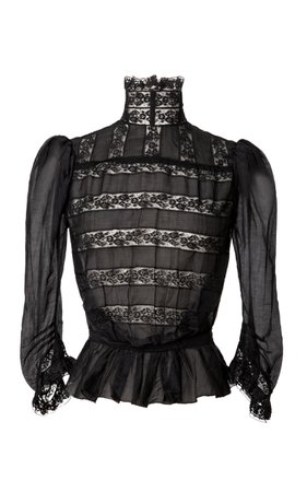 13 Black Cotton Voile Victorian Blouse by Marc Jacobs | Moda Operandi