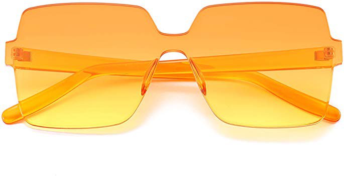 Amazon.com: Oversized Square Candy Colors Transparent Lens Rimless Frame Unisex Sunglasses: Clothing