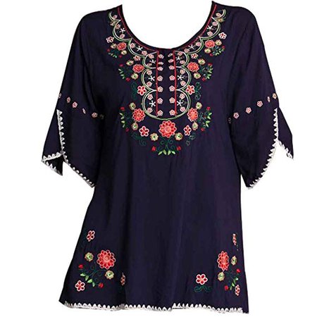 Ashir Aley Womens Girls Embroidered Peasant Tops Mexican Bohemian Blouses at Amazon Women’s Clothing store: