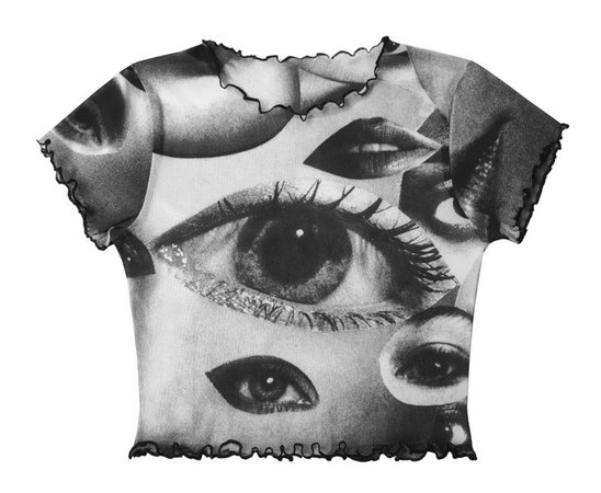 Eyes Mesh Crop Top Black & white | Etsy