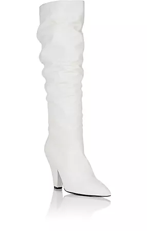 BARNEYS NEW YORK LEATHER SLOUCHY KNEE BOOTS, WHITE | ModeSens