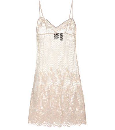 Mesh and lace slip dress