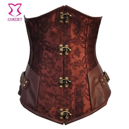 brown leather corset