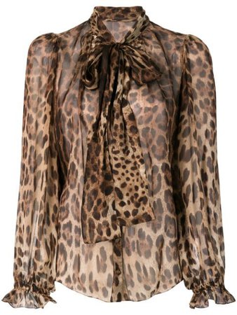 Dolce & Gabbana leopard-print Pussy Bow Blouse - Farfetch