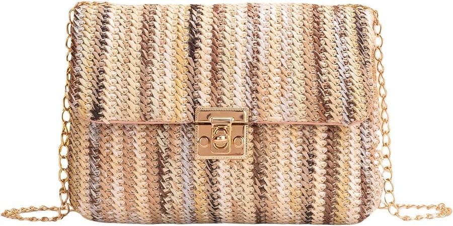 Verdusa Women's Striped Straw Clutch Bag Crossbody Handbag Purse Khaki one-size: Handbags: Amazon.com