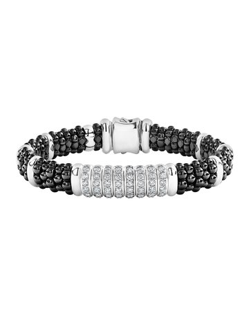 Lagos Black Caviar Diamond 8-Link Bracelet