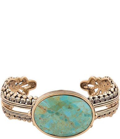 Barse Bronze and Faceted Turquoise Statement Cuff Bracelet