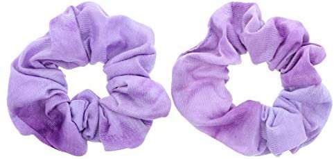 Amazon.com : Rainbow Multi-Color Hair Tie Scrunchies - Set of 2 Lavender : Beauty