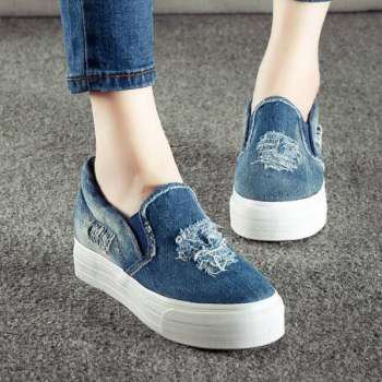 Simple style blue jean shoes for women ripped shoes | Buytra.com