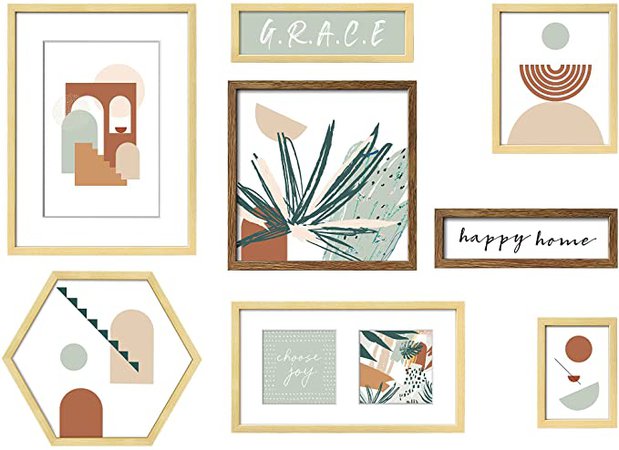 ArtbyHannah 8 Pack Abstract Gallery Wall Frame Set with Decorative Botanical Plant Photo Artwork Multi Size Picture Frame Collage Set for Wall Art Decor or Home Decoration : Amazon.ca: Home