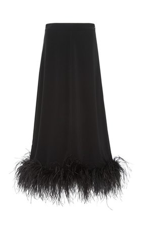 Feather-Trimmed Crepe Midi Skirt by Co | Moda Operandi