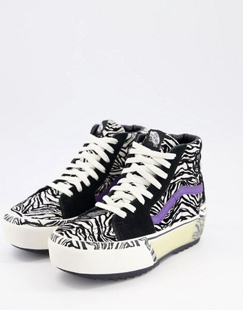 Vans Sk8-Hi Stacked sneakers in zebra print | ASOS