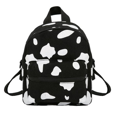 Mojoyce Cow Print Backpack Women Canvas Schoolbag Teenage Girl Mini Bagpack (Black) - Walmart.com