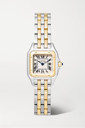 Gold Panthère de Cartier 22mm small 18-karat gold and stainless steel watch | Cartier | NET-A-PORTER