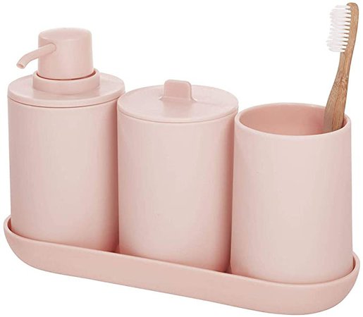 Amazon.com: iDesign Cade 4-Piece Bathroom Accessory Set, Blush: Home & Kitchen