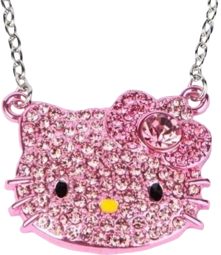 fuchsia rhinestone crystals hello kitty necklace