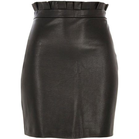Black faux leather paperbag mini skirt - Mini Skirts - Skirts - women
