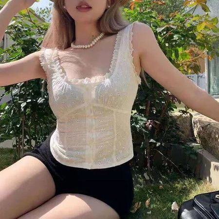 Korean Style Fairycore Kawaii Crop Tops Women Tank Top Femme Vest Camis Coquette Aesthetic Summer Y2k Clothes Korean Fashion - AliExpress