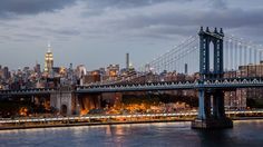 Manhattan Bridge and midtown skyline, New York