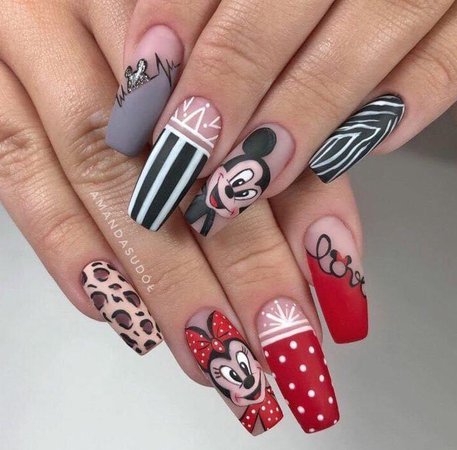 Mickey and Minnie Mouse nails
