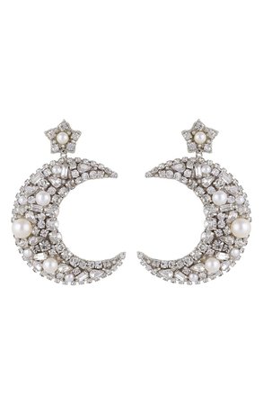 Deepa Gurnani Lavender Crystal Crescent Earrings | Nordstrom
