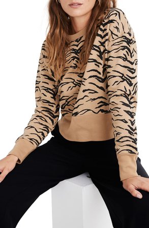Madewell Tiger Stripe Crop Sweatshirt | Nordstrom