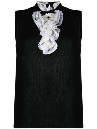 Miu Miu lace-collar Sleeveless Silk Blouse - Farfetch