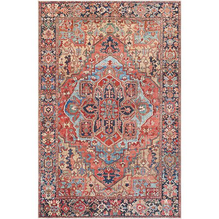 World Menagerie Crook Oriental Power Loom Bright Red/Navy/Wheat/Ice Blue/Grass Green/Ivory Rug & Reviews | Wayfair