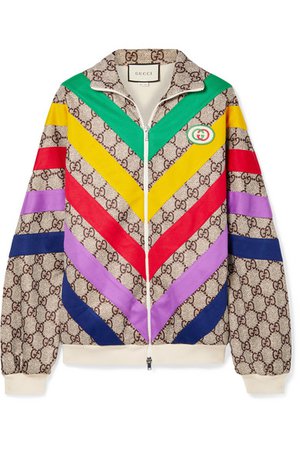 Gucci | Oversized appliquéd printed tech-jersey track jacket | NET-A-PORTER.COM