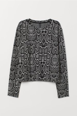 Jacquard-knit Sweater - Gray/snakeskin-patterned - Ladies | H&M US