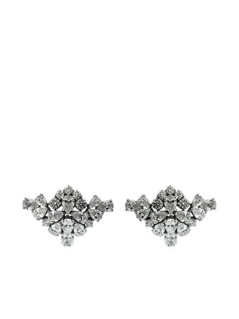 Silver Yeprem 18kt white gold diamond clip-on earrings - Farfetch