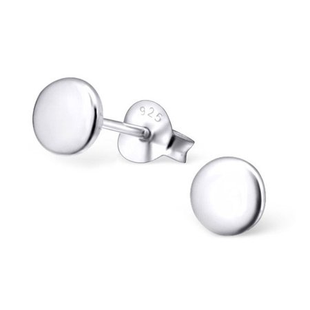 7mm Medium Sized Round Disc Silver Stud Earrings - Studio Jewellery US