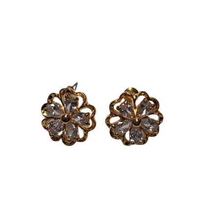 Gold Toned Earrings With Five Diamanté Inlays In Each