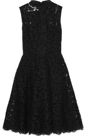 Bow-detailed Silk-blend Corded Lace Dress