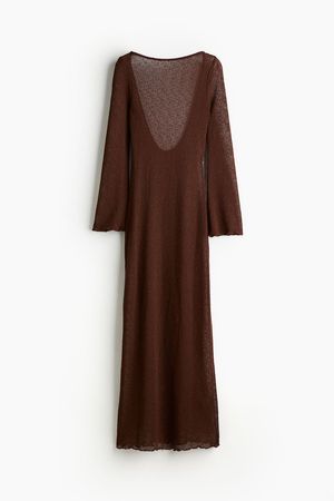 Low-back Knit Bodycon Dress - Dark brown - Ladies | H&M US