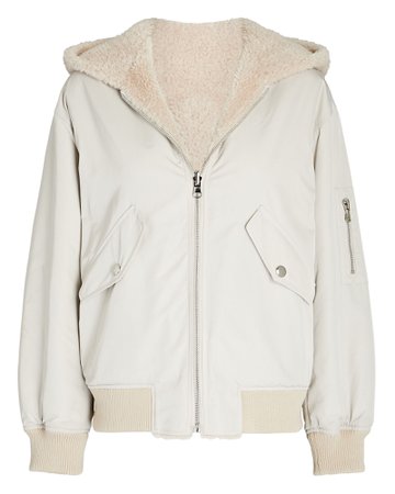Yves Salomon Reversible Wool Bomber Jacket In White | INTERMIX®
