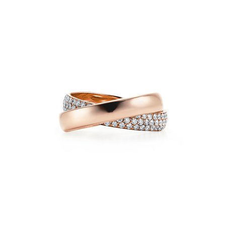 Paloma's Melody two-band ring in 18k rose gold with diamonds